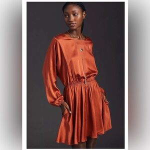 Anthropologie Caballero Long Sleeve Rust Dress